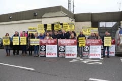 CHRIS HAZZARD AND MEMBERS OF SINN FEIN HOLD A BREXIT PROTEST